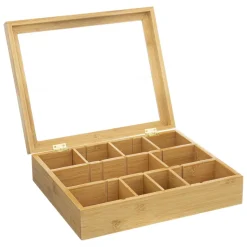 3S. x Home Boite à thé 12 compartiments amovible en bambou New