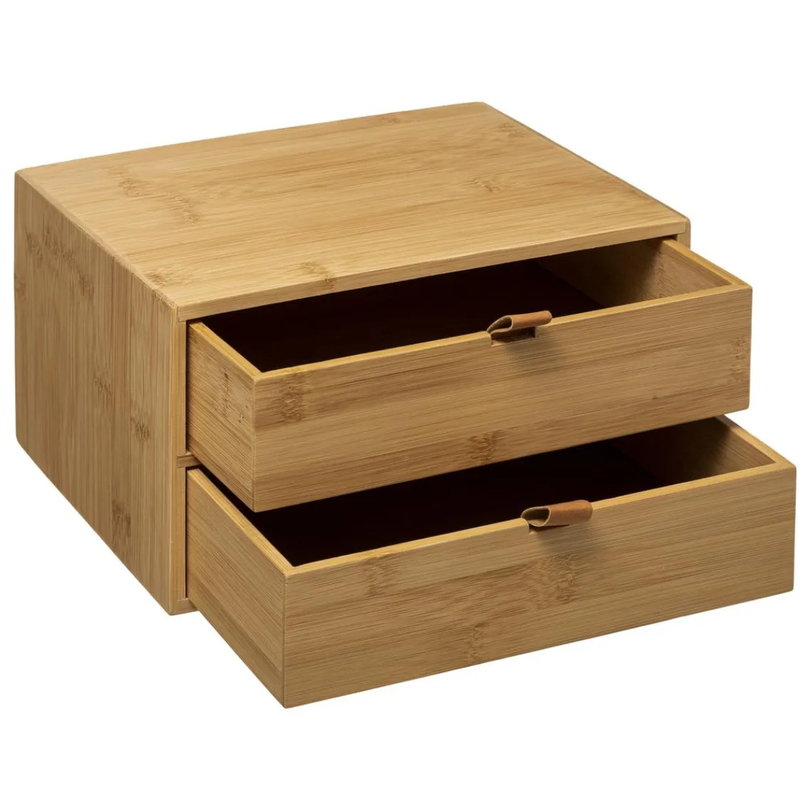 3S. x Home Boite 2 Tiroirs Bambou Cuir Best