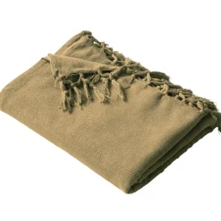 Becquet Boutis, plaid ou jeté de canapé uni en coton ORION- beige Ficelle