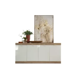 3S. x Home Buffet 4 portes chene cadiz blanc laqué brillant Discount