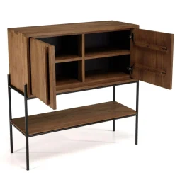Macabane Buffet 2 portes 1 niche en bois de teck recyclé naturel Discount