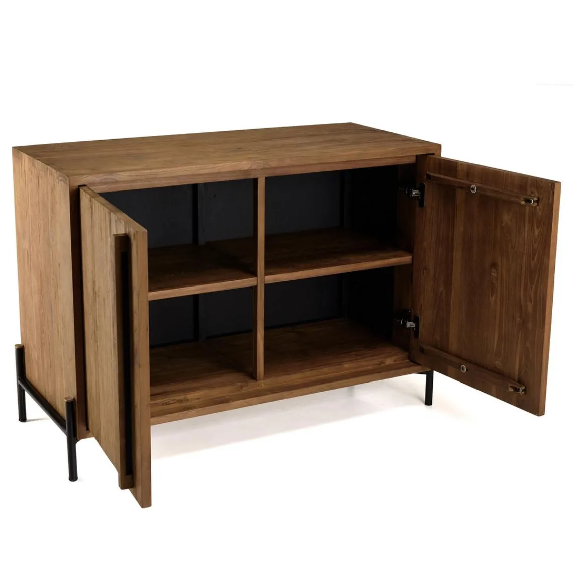 Macabane Buffet 2 portes, 1 étagère en bois de teck recyclé Discount