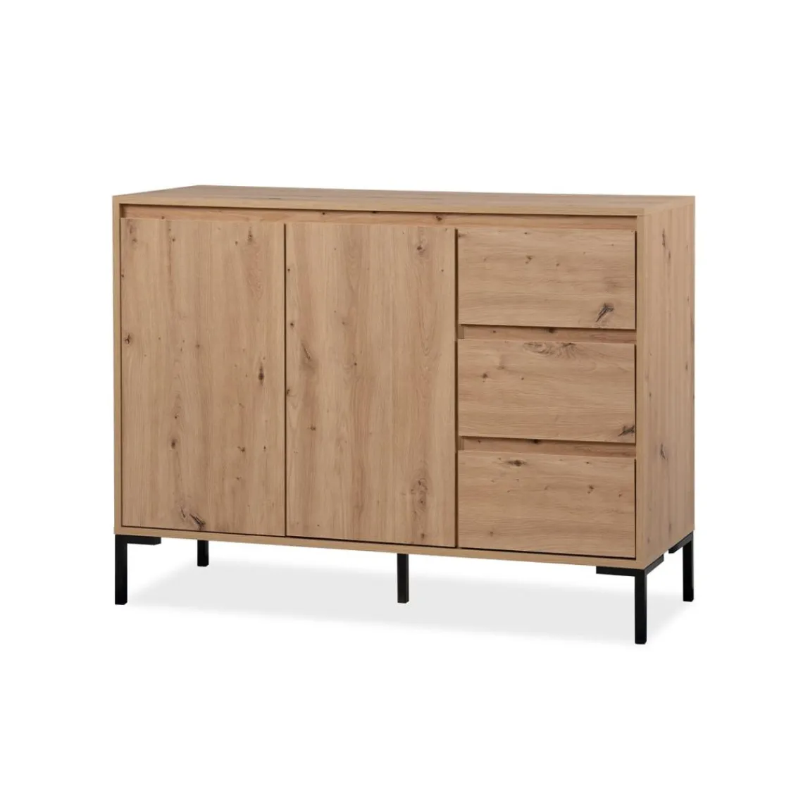 Calicosy Buffet 2 portes 3 tiroirs et 1 étagère PLOCK Beige Outlet