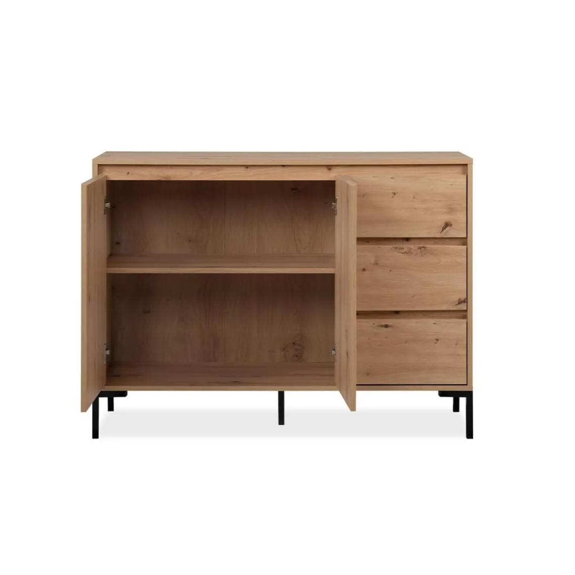 Calicosy Buffet 2 portes 3 tiroirs et 1 étagère PLOCK Beige Outlet