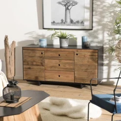Macabane Buffet 2 portes 3 tiroirs Pin recyclé DANIDO Outlet