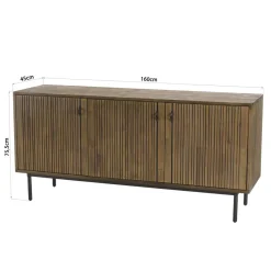 Macabane Buffet 3 Portes Acacia Pieds Métal GINO Sale