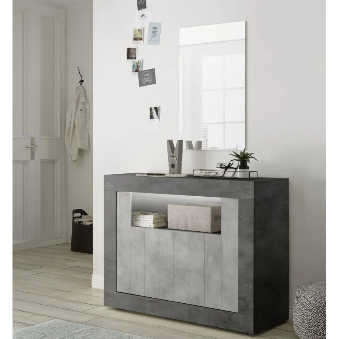 3S. x Home Buffet 2 portes battantes URBINO oxyde et cement Outlet