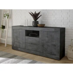 3S. x Home Buffet 2 portes battantes et 2 tiroirs URBINO oxyde New