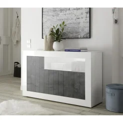3S. x Home Buffet 3 portes battantes URBINO blanc laqué et oxyde Online