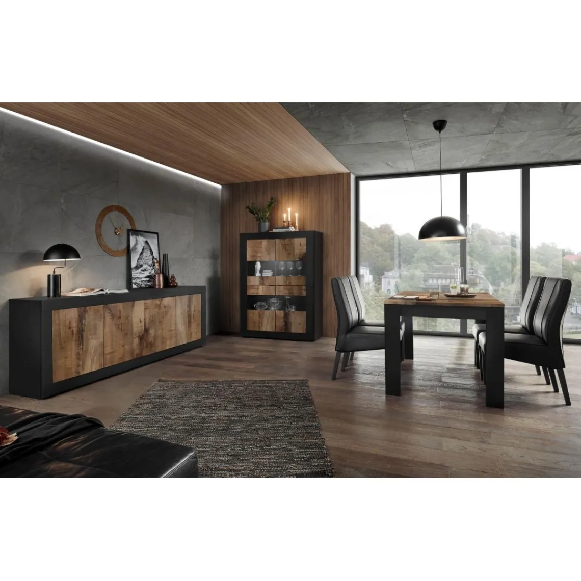 3S. x Home Buffet 4 portes Bicolore effet bois Best