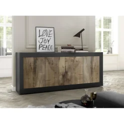 3S. x Home Buffet 4 portes Bicolore effet bois Best