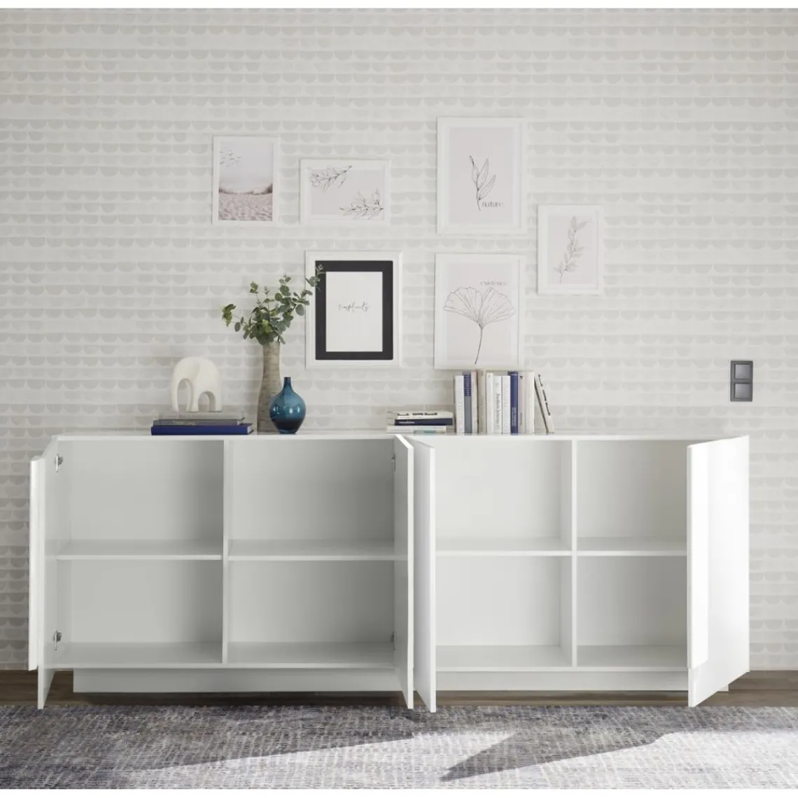 3S. x Home Buffet 4 portes blanc laqué brilliant Online