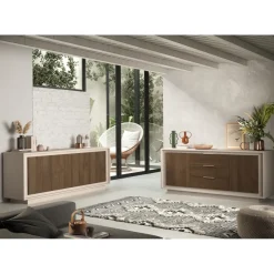 3S. x Home Buffet 4 portes cashmere panneaux de particules Outlet