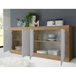 3S. x Home Buffet 4 portes chene cadiz blanche Best