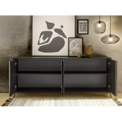 3S. x Home Buffet 4 portes chene gris foncé Best