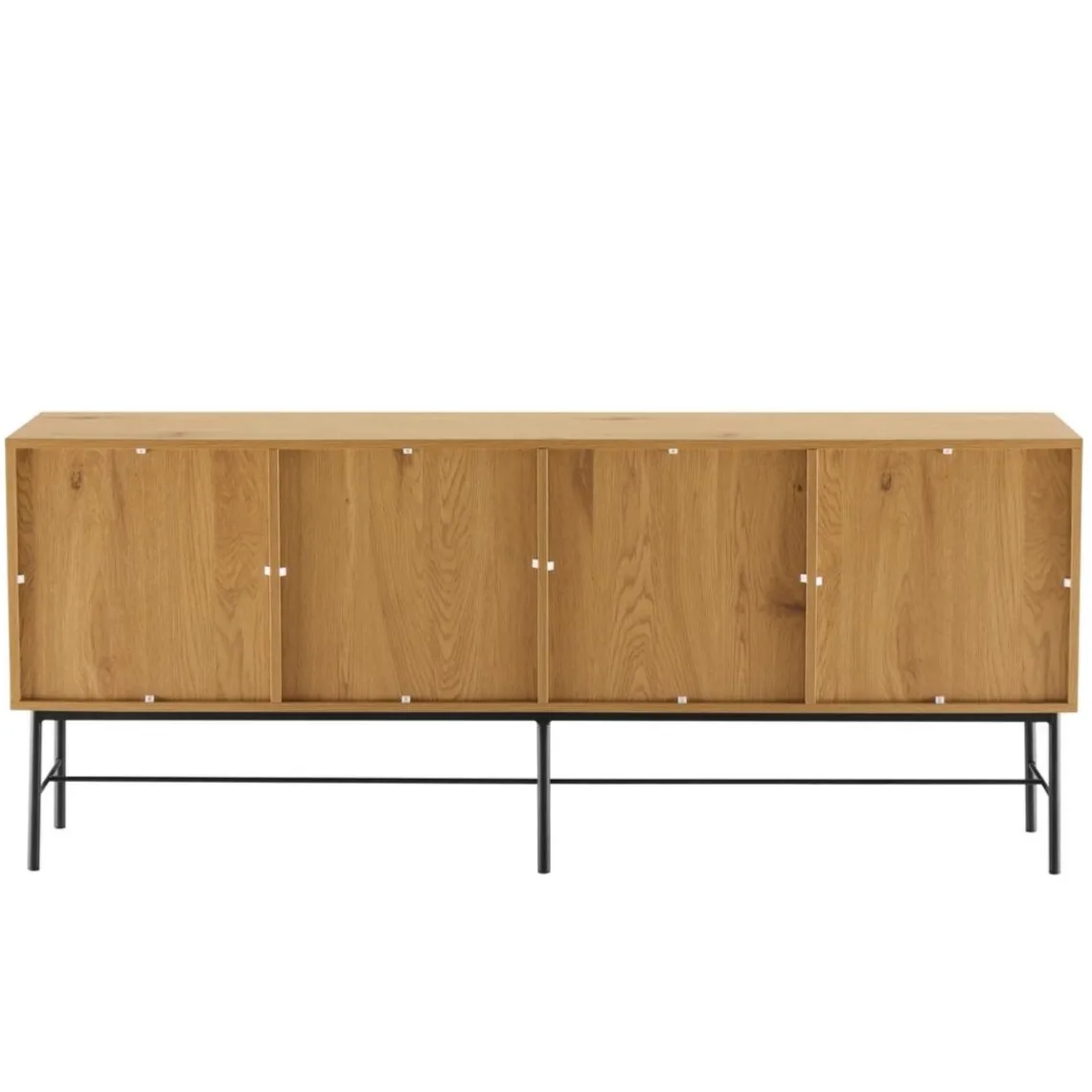 Macabane Buffet 4 portes décor effet bois rainuré noir et naturel SCOTT Sale