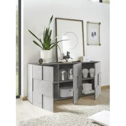 3S. x Home Buffet 3 portes en bois DAMA décor beton New