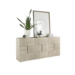 3S. x Home Buffet 3 portes en bois DAMA décor chêne samoa Discount