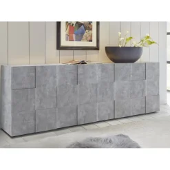 3S. x Home Buffet 4 portes en bois DAMA décor beton