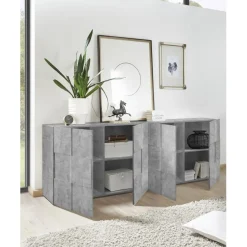 3S. x Home Buffet 4 portes en bois DAMA décor beton