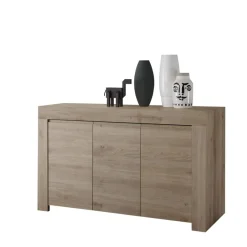 3S. x Home Buffet 3 portes en bois FIRENZE décor chene Discount