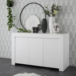 3S. x Home Buffet 3 portes en bois FIRENZE blanc opaque Hot