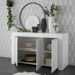 3S. x Home Buffet 3 portes en bois FIRENZE blanc opaque Hot