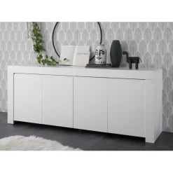 3S. x Home Buffet 4 portes en bois FIRENZE blanc opaque Hot