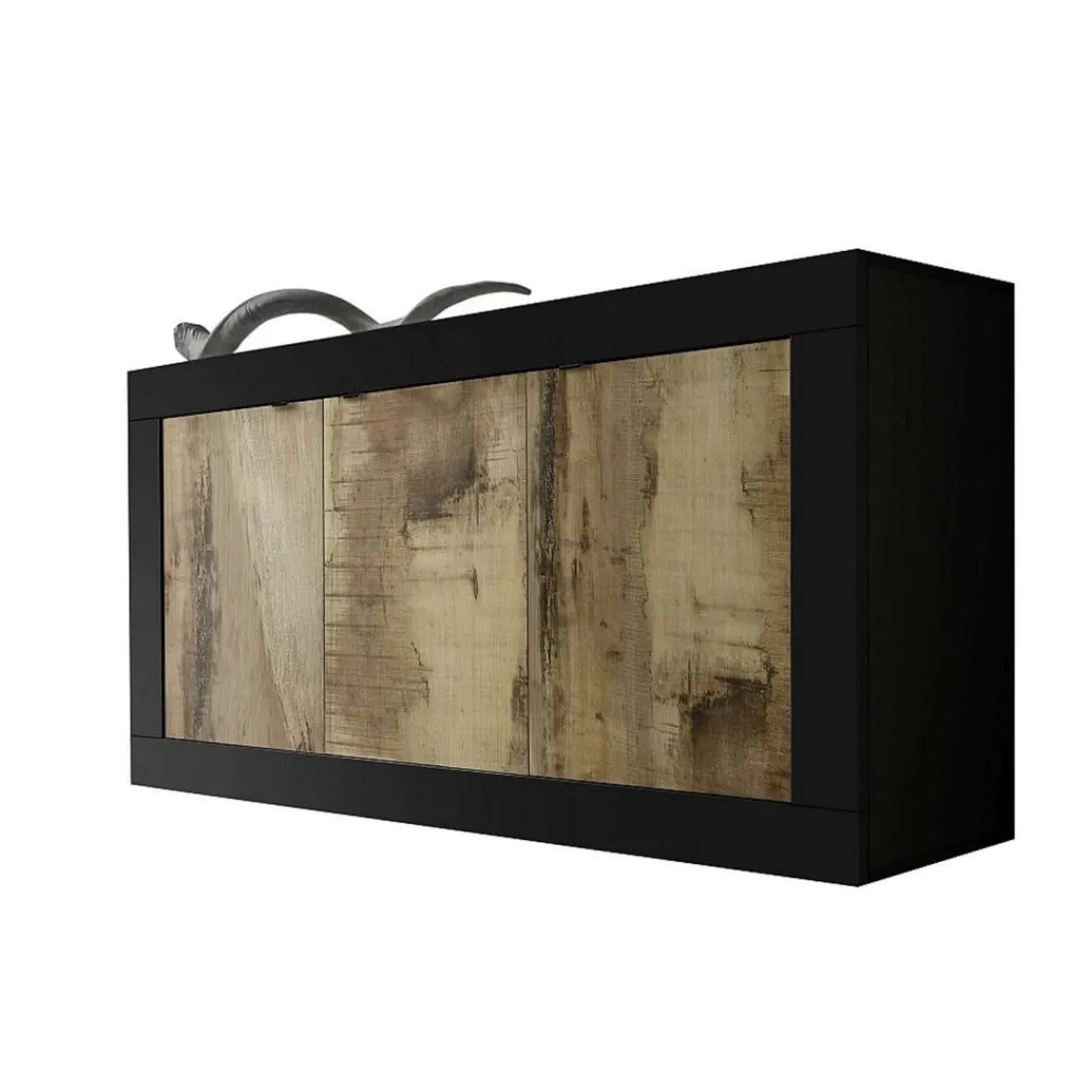 3S. x Home Buffet 3 portes en panneaux de particules bicolore