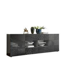 3S. x Home Buffet 2 portes et 4 tiroirs MIRO laqué gris brillant Online