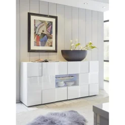 3S. x Home Buffet 2 portes et 2 tiroirs DAMA laqué blanc brillant Hot