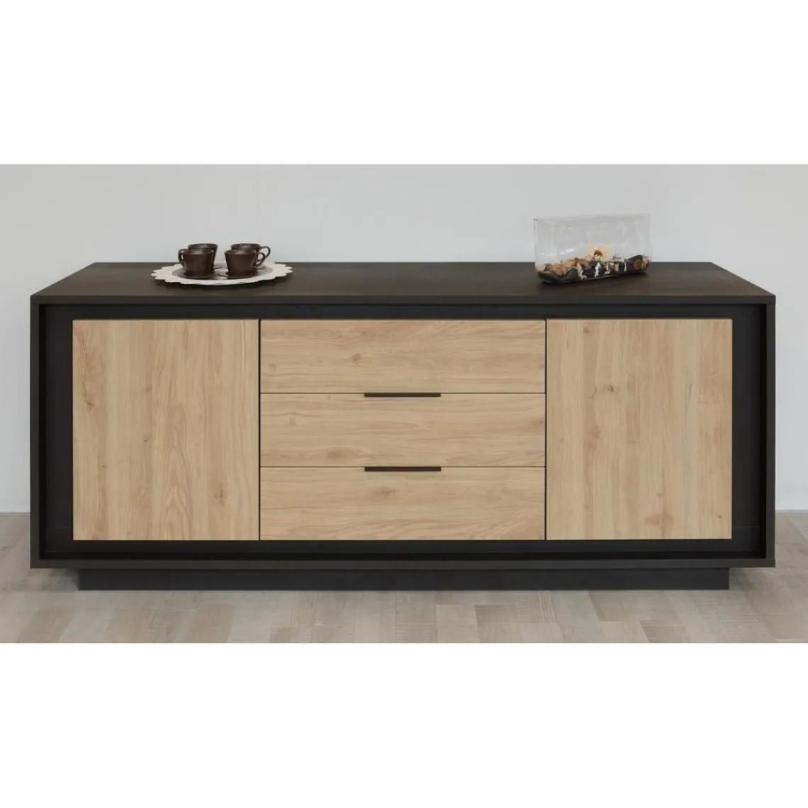 3S. x Home Buffet 2 portes et 3 tiroirs Lava chene Best