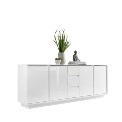 3S. x Home Buffet 4 portes et 3 tiroirs ICE laqué blanc brillant Online
