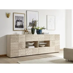 3S. x Home Buffet 2 portes et 4 tiroirs MIRO décor chêne