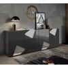3S. x Home buffet 4 portes gris foncé Sale