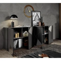 3S. x Home buffet 4 portes gris foncé Sale