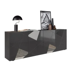 3S. x Home buffet 4 portes gris foncé Sale