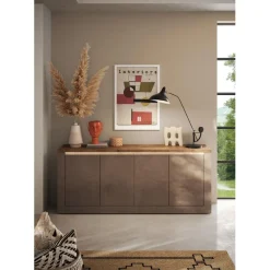 3S. x Home Buffet 4 portes ISCHIA avec éclairage LED intégré Hot