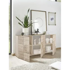 3S. x Home Buffet 3 portes MIRO décor chêne Best