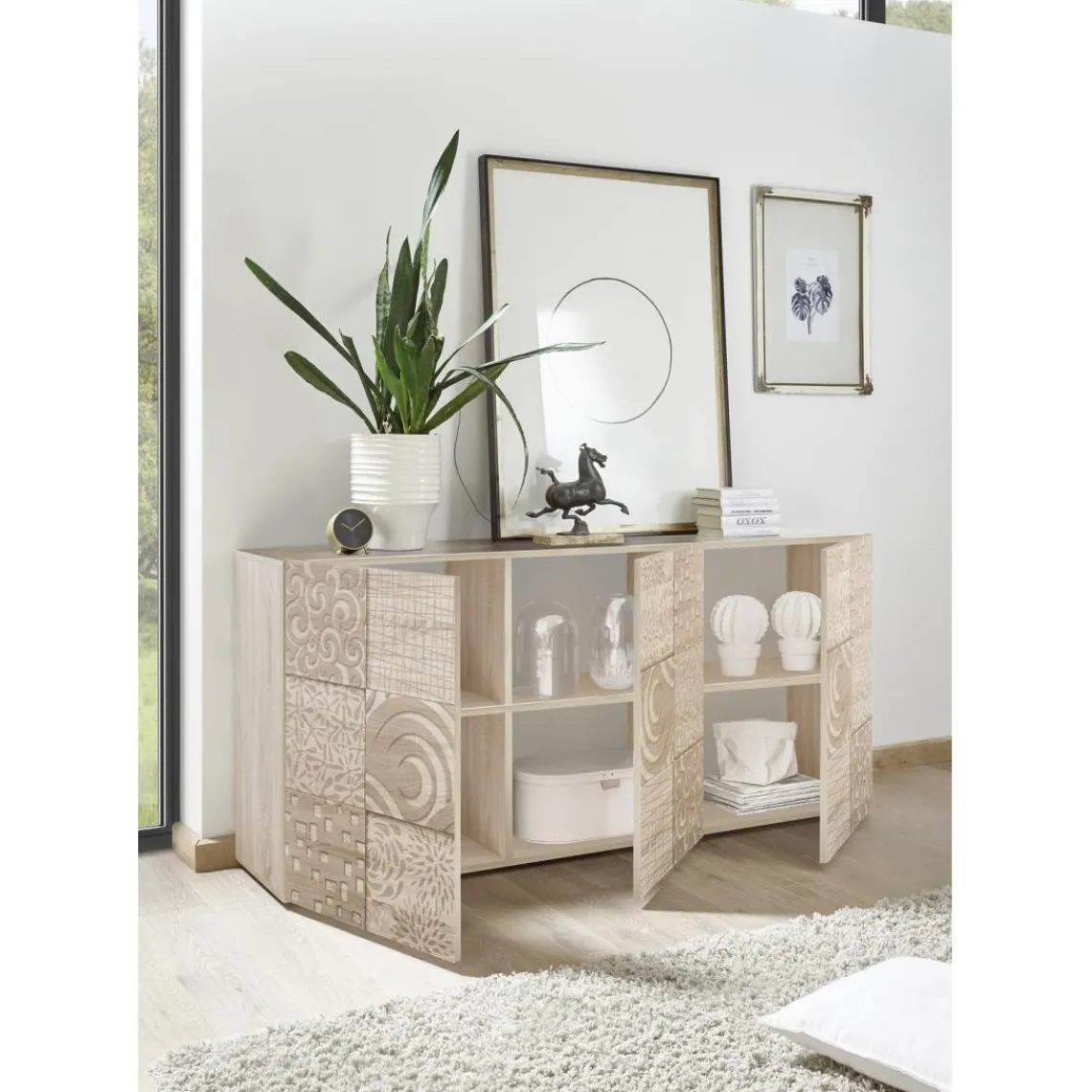 3S. x Home Buffet 3 portes MIRO décor chêne Best