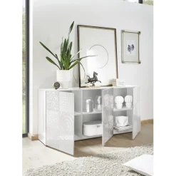 3S. x Home Buffet 3 portes MIRO laqué blanc brillant Discount