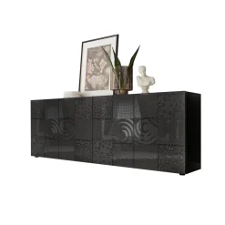 3S. x Home Buffet 4 portes MIRO laqué gris brillant Clearance