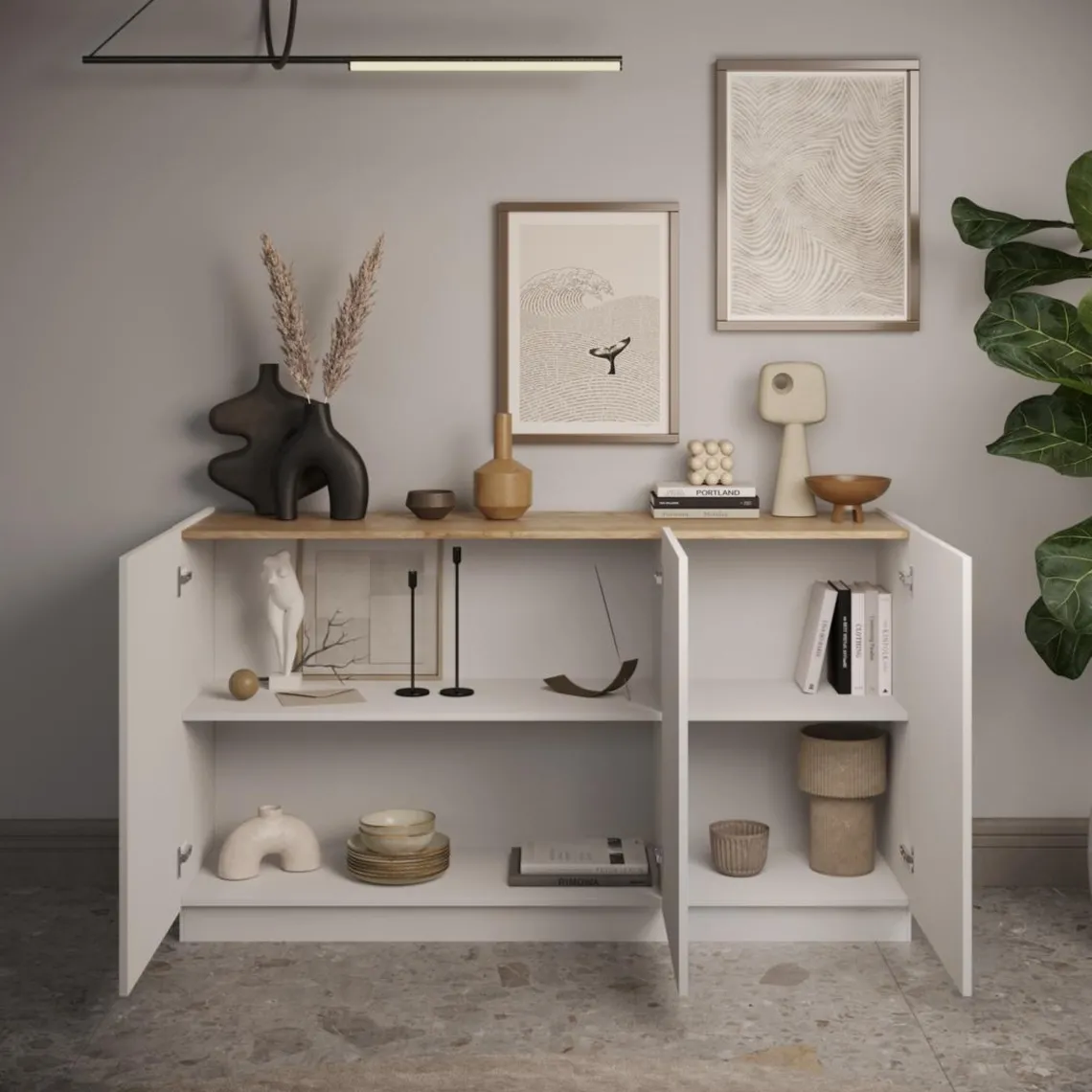 3S. x Home Buffet 3 portes panneaux de particules Best