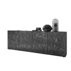 3S. x Home Buffet 4 portes PRISMA laqué anthracite brillant Best