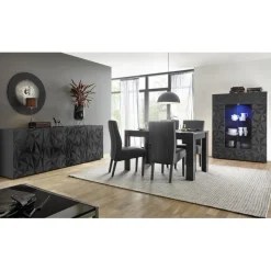 3S. x Home Buffet 4 portes PRISMA laqué anthracite brillant Best