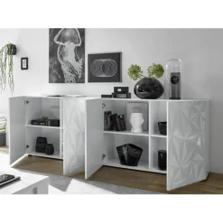 3S. x Home Buffet 4 portes PRISMA laqué blanc brillant Online