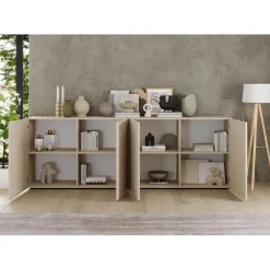 3S. x Home Buffet 4 portes RIOPanneaux de particules de première qualité Portes en MDF Best