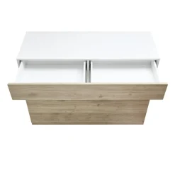 3S. x Home Buffet 1 tiroir et 1 abattant SORANO blanc et facades décor chene Hot