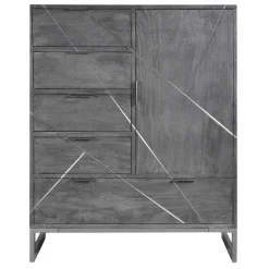 3S. x Home Buffet 5 Tiroirs Et 1 Porte Tina Gris Sale