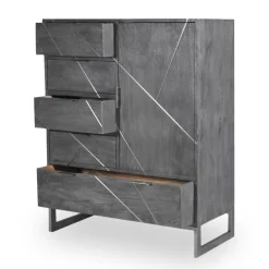 3S. x Home Buffet 5 Tiroirs Et 1 Porte Tina Gris Sale